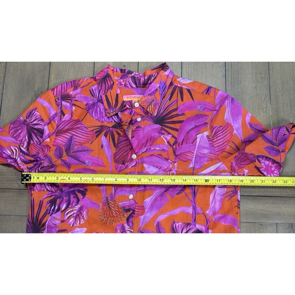 Vilagallo Eveline‎ Tropical Pink Floral Button Front Midi Dress Resort Vacation - Picture 11 of 11